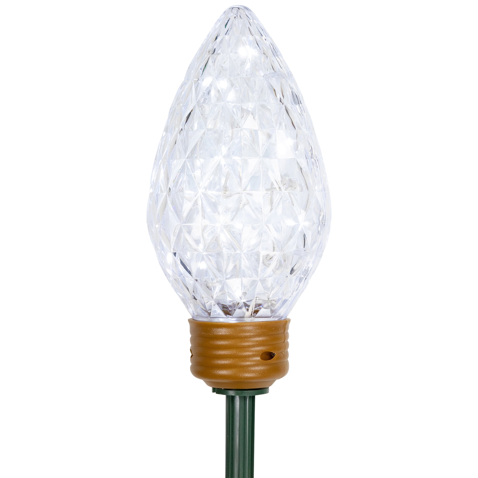 Set of 3 Lighted LED Jumbo C9 Bulb Christmas Pathway Marker Lawn Stakes - Clear Lights