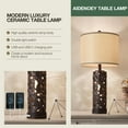 thumbnail image 5 of Set of 2 Table Lamps with Night Light, 28" Farmhouse Table Lamp with USB A+C Ports,Brown Ceramic Bedside Lamp with Fabric Shade for Living Room,Bedroom,Home,Office(2 Bulbs Included), 5 of 12