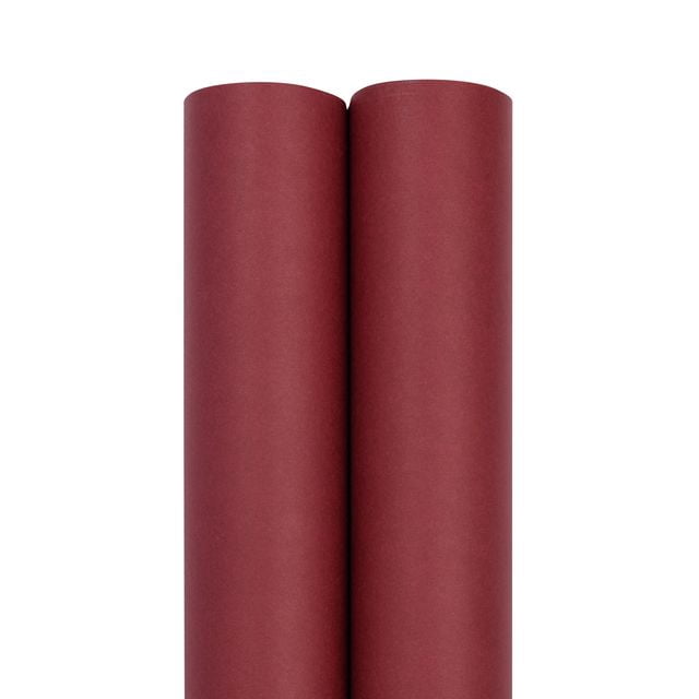 JAM Paper Matte Wrapping Paper, 52.6 Sq ft Total (17 in x 18 Ft Each), Burgundy, 2 Rolls