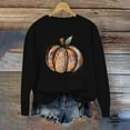 thumbnail image 5 of Ounisa Halloween Women's Pullover Thanksgiving Sweatshirt Pumpkin Printed Crew Neck Blouse Long Sleeve Tops with Pocket, 5 of 5