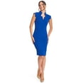 thumbnail image 5 of Point De Vu Dress - Women's Sleeveless notch neck midi sheath dress, 5 of 8