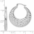 thumbnail image 4 of 10K White Gold Polished Textured Hoop Earrings (28.66 X 27.23) Made In Indonesia 10tc408, 4 of 5