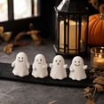 thumbnail image 6 of 4pcs Mini White Ghost Figurines, Resin Halloween Ghost Statues with Four Playful Expressions, Small Tabletop Decorations for Tiered Tray, Shelf, Mantel, Desk and Spooky Party Display, White, 6 of 6