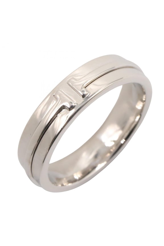 Pre-Owned Tiffany & Co. T Two Ring, 18K White Gold, Men's and Women's, Silver (Good)