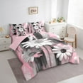 thumbnail image 3 of jejeloiu Retro Flower Daisy Bedding Comforter Set,7-Piece,Pink Splashing Ink King Bedding Sets,Old Barn Door Bed Sheets For Girls,Lightweight Room Decorative Reversible, 3 of 7