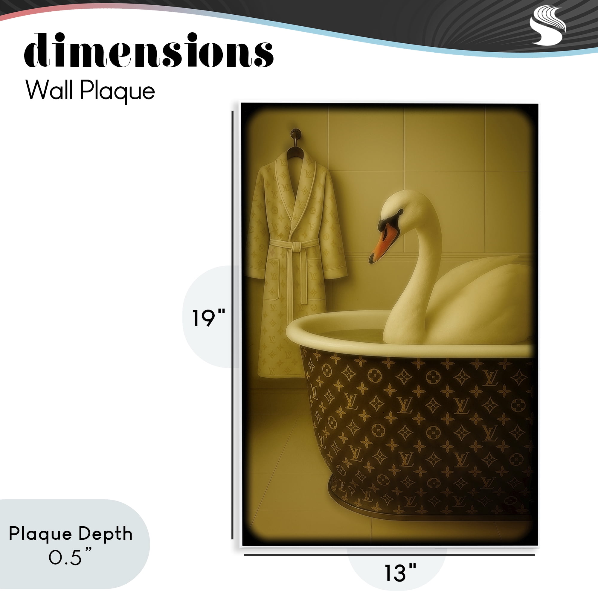 Stupell Industries Couture Swan in Luxury Tub Wall Plaque Art, design by Grotto Studios