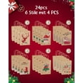 thumbnail image 2 of 24 Pack  Gift Bags for Christmas - 6 Designs Kraft Paper Bags, 8.3x6.3x3.2 inches With Handles, Suitable for Holiday, Reusable Xmas Bagss, 2 of 7