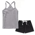 thumbnail image 3 of Piuwrlz Tank Top with Shorts Sets Girls 2 Piece Outfit Set Crew Neck Gray Size 3 T, 3 of 9