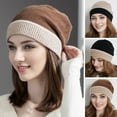 thumbnail image 2 of Mosey Women Winter Cap Baggy Contrast Color Elastic Anti-slip Regular Fit Warm Knitted Soft Cold Resistant Lady Beanie Outdoor Hat, 2 of 8
