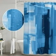 thumbnail image 3 of Dark Blue Graffiti Bathroom Shower Curtains with Hooks, Abstract Ombre Distressed Painting Texture Waterproof Fabric Washable Shower Curtain for Home Hotel Bathtub Decor 36x72 Inch, 3 of 9