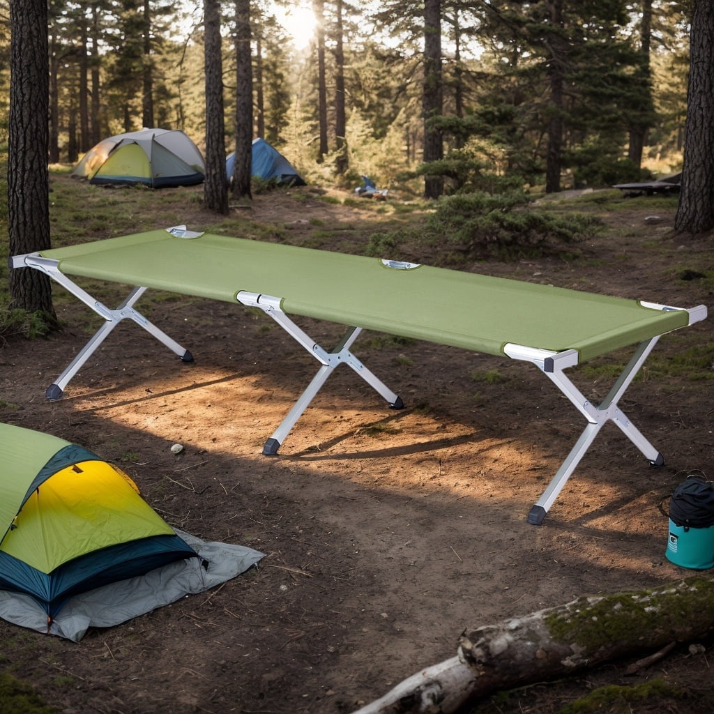 CONCETTA 71 Inch Camping Cot Extra Wide, Heavy-Duty Oxford Fabric