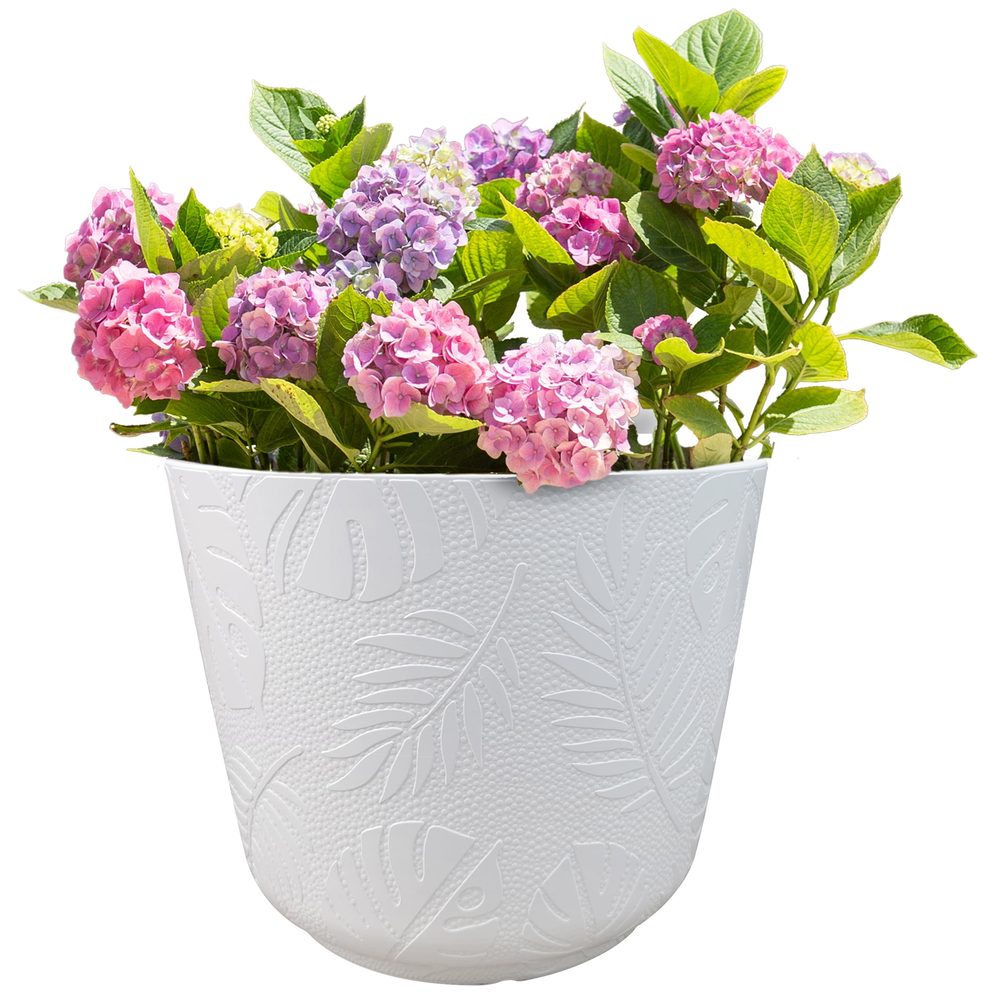 Mainstays Large 16in Diameter Round White Resin Playa Planter
