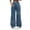 Blue, variant on HXWCHs High-Waisted Women's Jeans Slim Fit & Comfortable Women's Distressed High Rise Wide Leg Flare Denim Pants with Rhinestone Embellishments for Casual Daily Wear Blue S