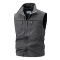 thumbnail image 4 of Utility Vest for Men with Pockets Summer, Outdoor Lightweight Outerwear Vest for Hiking Fishing Photo Work, Dark Gray S, 4 of 5