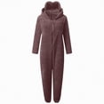 thumbnail image 4 of Towmus Warm Sherpa Fleece Bed Jumpsuit Kids Cute Winter Plain Zip Up Long Sleeve Soft Hooded Romper Winter Warm Lounge Outfits with Pockets, 4 of 4