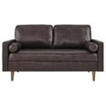 thumbnail image 5 of Loveseat Sofa Couch, Brown, Leather, Mid Century Living Lounge Cafe Lobby Hospitality Restaurant, Modern Contemporary HB34247, 5 of 8