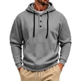 thumbnail image 2 of Men’s 2 Piece Tracksuit Outfit Set, Button Placket Pullover Hoodie with Kangaroo Pocket, Drawstring Cargo Jogger Pants with Multi‑Side Pockets, Daily Walking Outdoor Wear L, 2 of 4