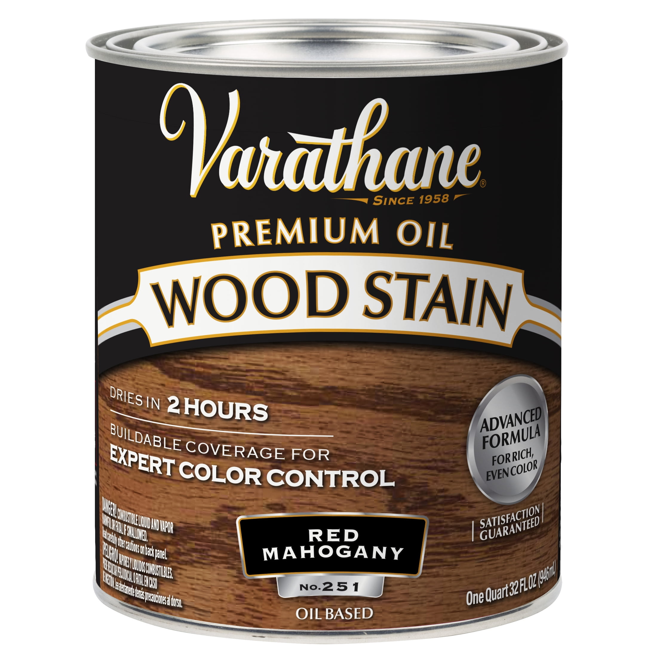 2 Pack, Red Mahogany, Varathane Premium Oil-Based Interior Wood Stain-211724H, Quart