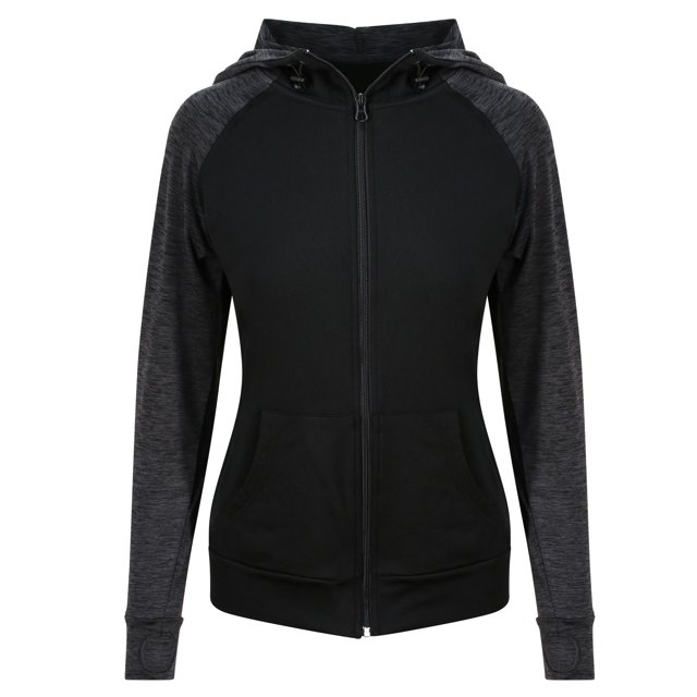 AWDis Cool - Sudadera con Cremallera Girlie Contraste para Mujer (Negro Azabache)