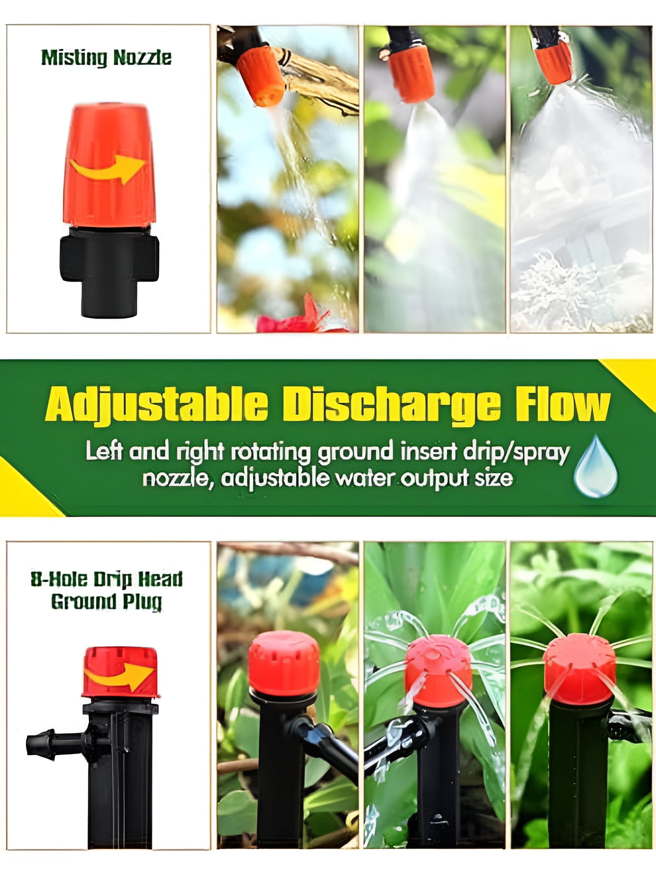 Kalolary Drip Irrigation Kit, 164 Ft Adjustable Garden Watering System with Timer, 133 PCS Blank Distribution Watering Drip Tubing Kits for Patio Lawn Garden Greenhouse Flower Bed