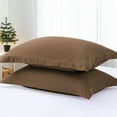 thumbnail image 4 of PiccoCasa 2 Pack 1800 Microfiber Oxford Pillowcases,  Queen Brown, 4 of 8