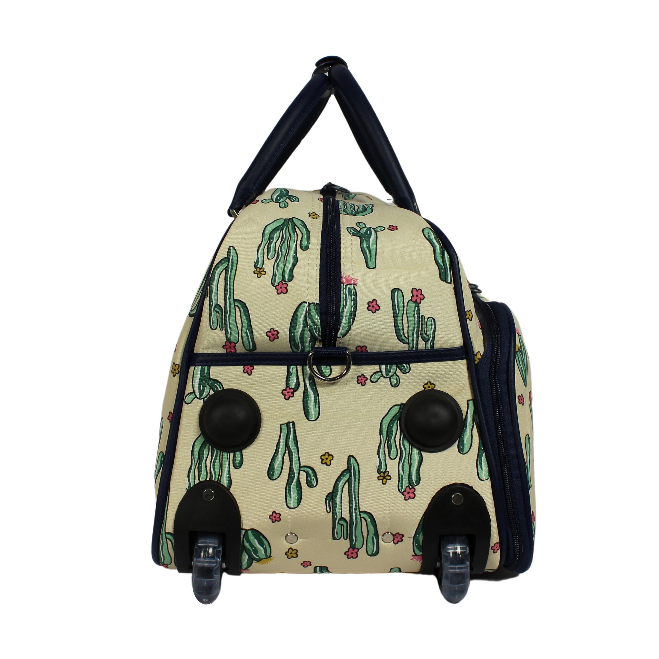 CalBags Floral Prints 21-Inch Carry-On Rolling Duffel Bag - Cactus Beige
