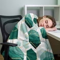 thumbnail image 3 of Teal White Gold Geometric Throw Blankets, Modern Abstract Hexagon Pattern Soft Fleece Blanket Decorative for Home Sofa Couch Chair Living Bedroom, 60x80 inches,, 3 of 9