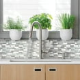 thumbnail image 3 of Smart Tiles Peel and Stick Backsplash, 5 Adhesive Tiles, Crescendo Grey/White, 9.72"x9.36", 3 of 5