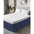 thumbnail image 4 of Dark Blue Bed Skirt Solid Color Bed Skirts California King Size 18 Inch Drop, Wrap Around Dust Ruffle&nbsp;Bedskirt with Adjustable Elastic Belt for Queen Size Beds, 4 of 7