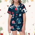 thumbnail image 2 of WEAIXIMIUNG Ensemble de Pyjama Décontracté pour Enfants de Noël Imprimé, Chemise à Col Boutonnée à Manches Courtes et Short 10-11 Ans, 2 of 5