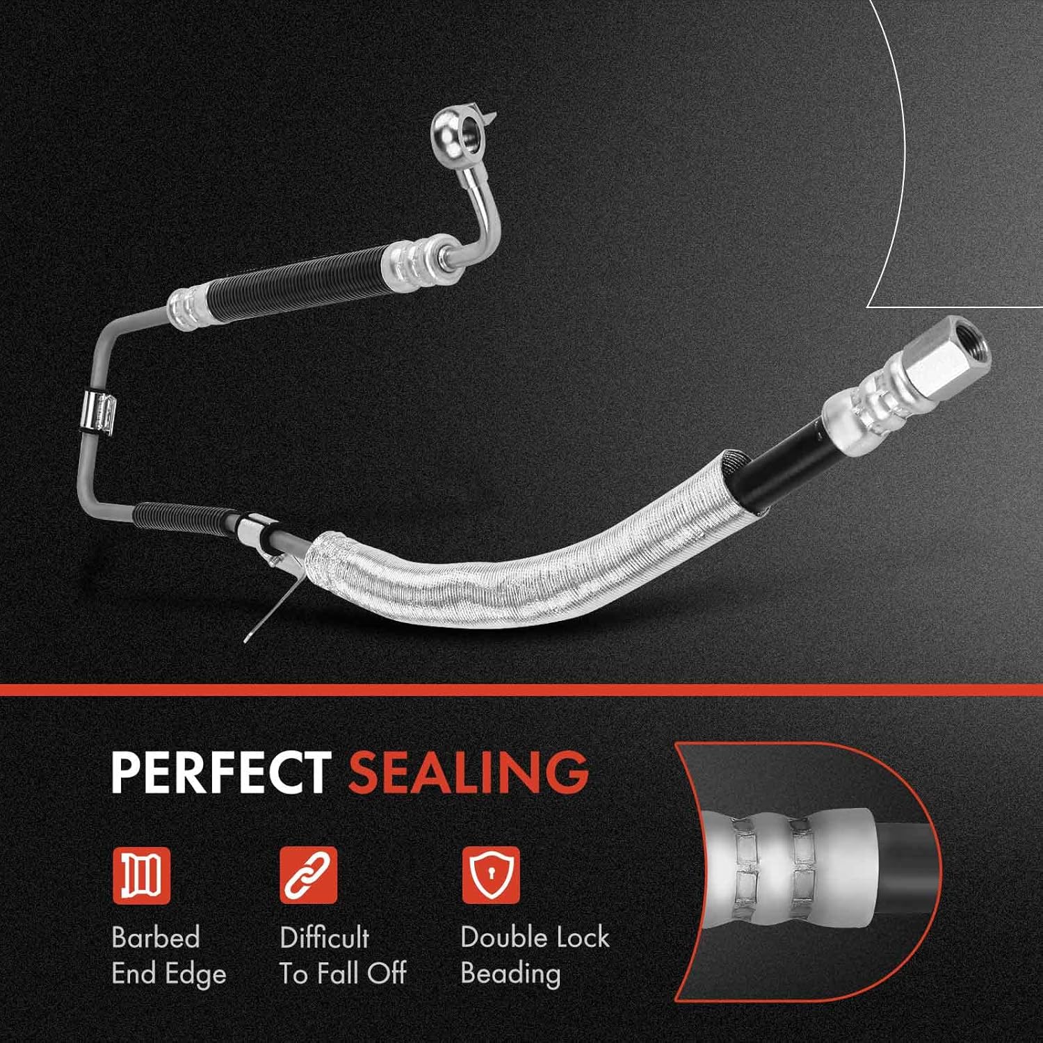 A-Premium Power Steering Pressure Hose Line Assembly Compatible with Toyota Camry 1997-2001, Solara 1999-2003 & Lexus ES300 1997-2001, 3.0L, with Aluminum Foil Sheath, From Pump (43-1/4" Hose)