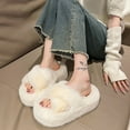 thumbnail image 5 of CHUMUD Women's Fuzzy Slippers Cross Band Memory Foam House Slippers Open Toe Plush Comfy Faux Fur Lined Slide Shoes Anti-Skid Sole, 5 of 8