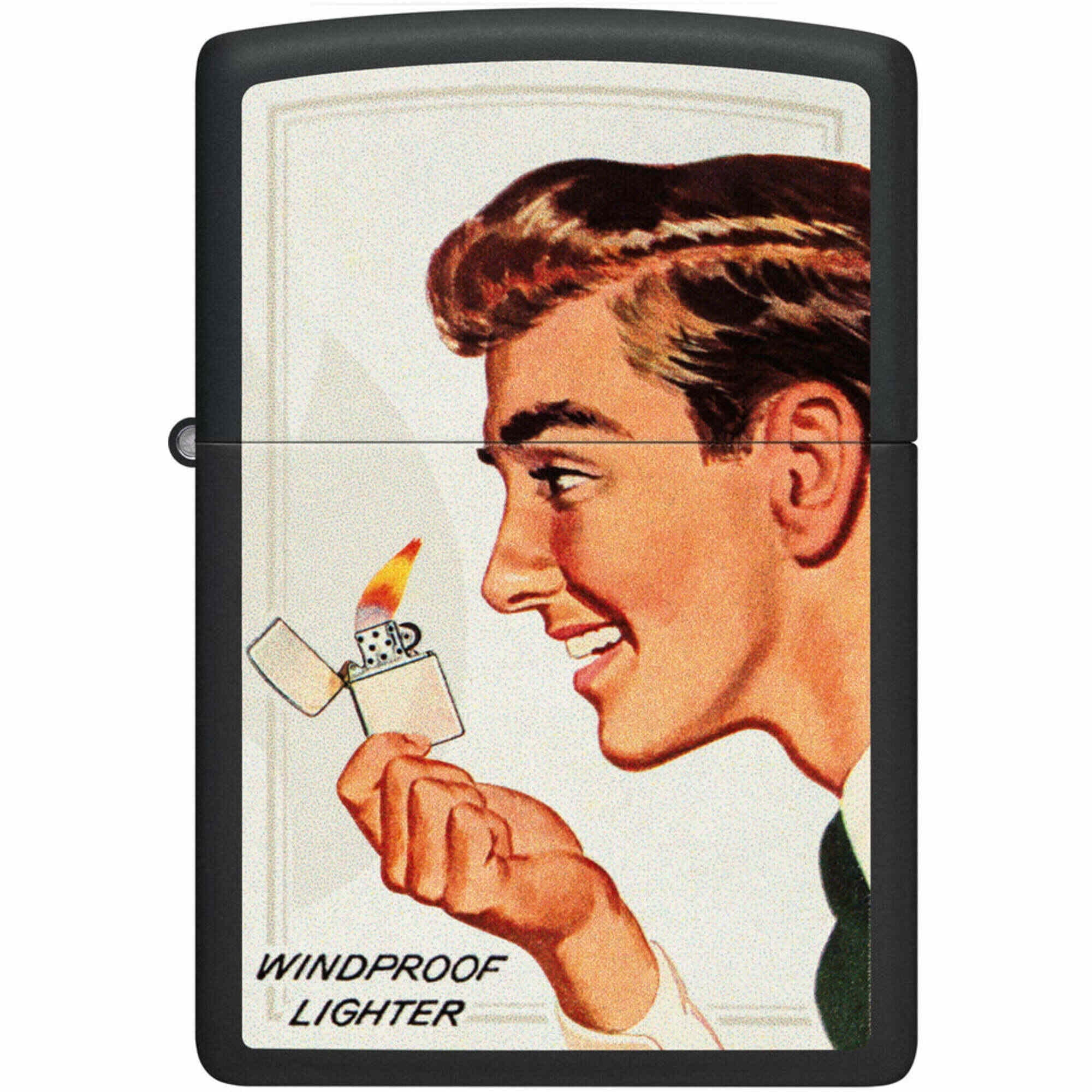 Zippo 46295 Vintage Ad Matte Black and Red Pocket Lighter Set