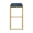 thumbnail image 4 of Weston Home Oddie Gold Finish Velvet Button Tufted Bar Stools, Blue (Set of 2), 4 of 10