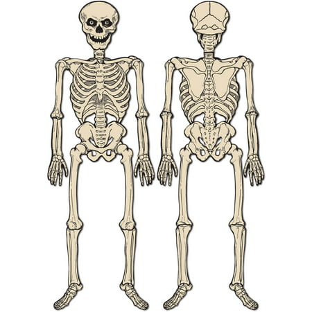 2 Sided Halloween Jointed Creepy Spooky Skeleton Figurine Prop Decoration 4' 3