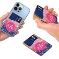 thumbnail image 4 of WIRESTER 2pcs Set Customized Personalized Text Self-Adhesive PU Leather Card Holder Stick on Pocket Credit Card Case Pouch Wallet for Smart Phones - Watercolor Flower Gliter Pink Blue She Intertwined, 4 of 6