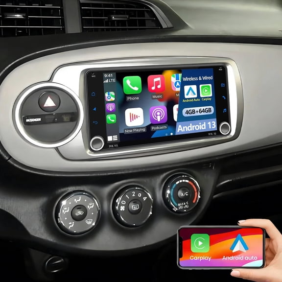 Gsuatey Car Radio for Toyota Yaris 2009-2024 - Android 13 Touch Screen Car Stereo with Wireless Carplay/Android Auto, EQ Audio/IPS Screen/SWC/Bluetooth/WiFi/Backup Camera