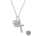 thumbnail image 2 of Delight Jewelry Silvertone Sisters Rock on AB Crystal Heart Everlasting Love Engraved Cross Zoey Necklace, 28", 2 of 4
