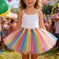 thumbnail image 2 of VNKIDY Girls Kids Elastic Waist Rainbow Tulle Tutu Skirt Voluminous Fluffy Holiday Dress For Party Festive Dress Up Light Blue 2-8 Years, 2 of 3