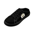 thumbnail image 2 of EliteGoogv Womens Slip On Sneakers Low Top Canvas Flat Shoes For Women Casual Comfortable Walking Footwear Black US:9.5, 2 of 8