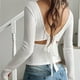 thumbnail image 4 of Camisas para adolescentes,Blusa informal de poliéster con cuello cuadrado y manga larga para mujer, cómoda para uso diario en casa, sopatenor, 4 of 8