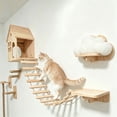 thumbnail image 2 of WeeWhimsy Adjustable Cat Ladder & Bridge Multi-Functional Wall Furniture Climbing Frame Sisal-Rope Wrapped Rungs for Climbing Indoor Cats, Small Pet Cage Accessories (Wood), 2 of 8