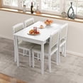 thumbnail image 4 of Costway 5 PCS Dining Table Set for 4 with Rubber Wood Legs Upholstered Seat Padded Backrest Beige, 4 of 10