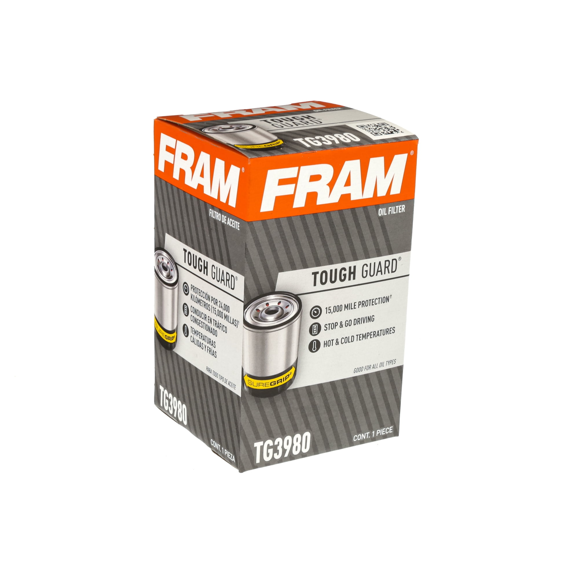 (6 pack) FRAM Tough Guard TG3980 Motor Oil Filter, 15K Miles, Replacement Oil Filters, Fits Select Vehicles
