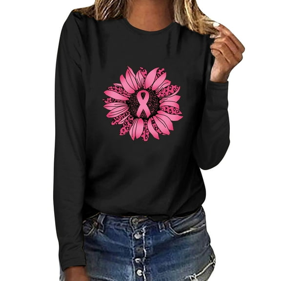 ICHUANYI Women's Fashion Crewneck Shirt Long Sleeve Floral Print Tops Casual Loose Pullover Tee Blouse Fall Winter Clothing 2023