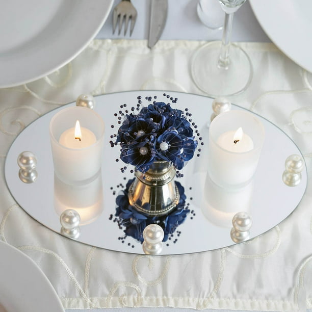 Efavormart Oval Glass Mirror Wedding, Mirror Table Centerpiece Ideas