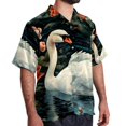 thumbnail image 2 of Swan Men's Hawaiian Button Down Short Sleeve Casual Printed Summer Beach Unisex Shirt, 2 of 6