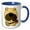Blue/White, variant on 3drose, Cute Funny Pug Dog Playing Banjo Cartoon, 15oz Two-tone Blue Mug