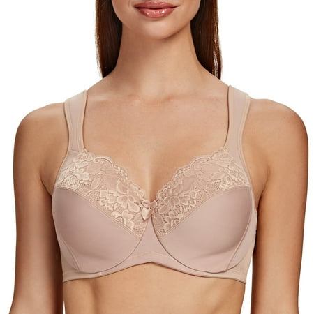 MELENECA Underwire Minimizer Bra for Women Beige 48C