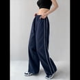 thumbnail image 4 of Pantalones de Paracaídas para Mujer, Pantalones Holgados de Pierna , Pantalones Deportivos con Cintura Elástica Y2K, Pantalones Deportivos, Ropa de Calle Azul Marino XL, 4 of 10